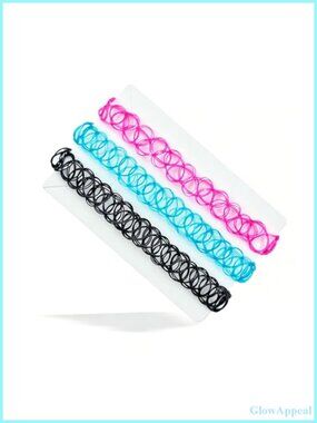 3PCS Tattoo Choker Necklace Stretch Elastic Y2K 90s Gothic Adjustable Necklace